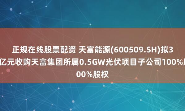 正规在线股票配资 天富能源(600509.SH)拟3.66亿元收购天富集团所属0.5GW光伏项目子公司100%股权