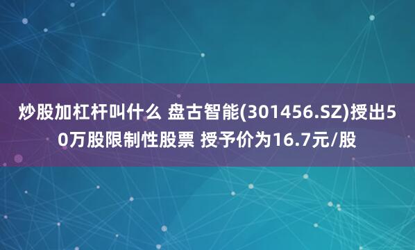 炒股加杠杆叫什么 盘古智能(301456.SZ)授出50万股限制性股票 授予价为16.7元/股