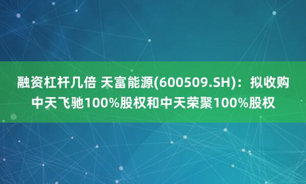 融资杠杆几倍 天富能源(600509.SH)：拟收购中天飞驰100%股权和中天荣聚100%股权