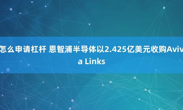 怎么申请杠杆 恩智浦半导体以2.425亿美元收购Aviva Links